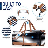 Lekesky Travel Duffel Bag Bag For Women 80L Large Duffel Bag Foldable Weekender Bag With Shoes Compartment Blue Stripes