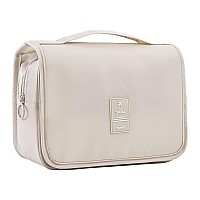 IMCUZUR Hanging Travel Toiletry Bag for Women, Water-resistant Makeup Bag Cosmetic Organizer for Traveling Accessories Toiletries (Beige)