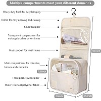 IMCUZUR Hanging Travel Toiletry Bag for Women, Water-resistant Makeup Bag Cosmetic Organizer for Traveling Accessories Toiletries (Beige)