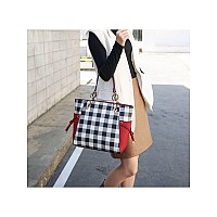 Yale checkered Tote Bag with Wallet(D0102Hg6Q8U)