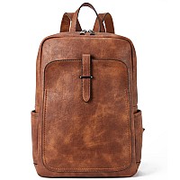 Bromen Leather Laptop Backpack For Women 156 Inch Computer Backpack Business Travel Professional Work Daypack College Bag Mocha