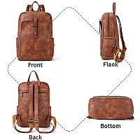 Bromen Leather Laptop Backpack For Women 156 Inch Computer Backpack Business Travel Professional Work Daypack College Bag Mocha