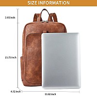 Bromen Leather Laptop Backpack For Women 156 Inch Computer Backpack Business Travel Professional Work Daypack College Bag Mocha