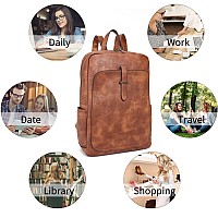 Bromen Leather Laptop Backpack For Women 156 Inch Computer Backpack Business Travel Professional Work Daypack College Bag Mocha