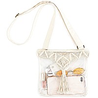 Mkono Clear Bag Stadium Approved Boho Clear Crossbody Purse Bag With Removable Macrame Tassel Pvc Tranparent Messenger Shoulder