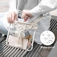 Mkono Clear Bag Stadium Approved Boho Clear Crossbody Purse Bag With Removable Macrame Tassel Pvc Tranparent Messenger Shoulder