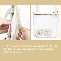 Mkono Clear Bag Stadium Approved Boho Clear Crossbody Purse Bag With Removable Macrame Tassel Pvc Tranparent Messenger Shoulder