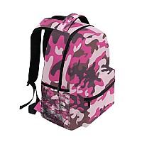 Suabo Laptop Backpack Camo Pink Computer Bag Book Bag Travel Hiking Camping Daypack