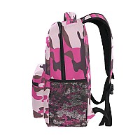 Suabo Laptop Backpack Camo Pink Computer Bag Book Bag Travel Hiking Camping Daypack