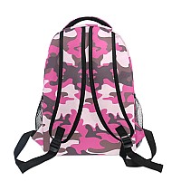 Suabo Laptop Backpack Camo Pink Computer Bag Book Bag Travel Hiking Camping Daypack