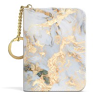 Aiawoxc Credit Card Holder For Women Small Rfid Card Wallet Slim Leather Card Organizer Case With Zipper Keychaingrey Marble