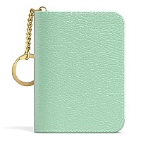 Aiawoxc Credit Card Holder For Women Small Rfid Card Wallet Slim Leather Business Card Organizer Case With Zipper Keychaingr