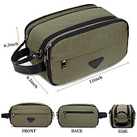 Crocod Mens Toiletry Bag Travel Leather Toiletry Organizer Dopp Kit For Men Waterresistant Shaving Bag For Bathroom Green