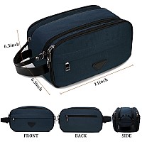 Crocod Mens Toiletry Bag Travel Leather Toiletry Organizer Dopp Kit For Men Waterresistant Shaving Bag For Bathroom Blue