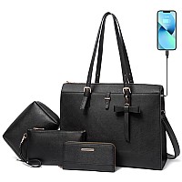 Keyli Laptop Tote Bag For Women Christmas Gifts Waterproof Leather Work Briefcase With Builtin Usb Charging Port Computer Shoul