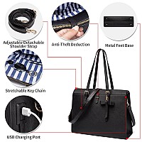 Keyli Laptop Tote Bag For Women Christmas Gifts Waterproof Leather Work Briefcase With Builtin Usb Charging Port Computer Shoul