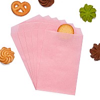 Baby Pink Flat Greaseproof Paper Cookie Bags 4X6 For Bakery Treat Candies Dessert Chocolate Soap Gifts Wedding Invitation Party