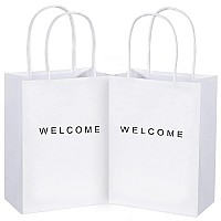 Driew Welcome Gift Bags 50 Pack 59 X 31 X 83 White Paper Bags With Handles White Gift Bags For Retail Weddingparty Shop