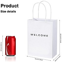 Driew Welcome Gift Bags 50 Pack 59 X 31 X 83 White Paper Bags With Handles White Gift Bags For Retail Weddingparty Shop