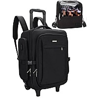 Relavel Rolling Makeup Case With Makeup Brush Bag Professional Cosmetic Train Case Makeup Train Case With Wheels Extra Large T