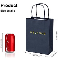 Driew Welcome Gift Bags 50 Pack Welcome Gift Bags 59 X 31 X 83 Navy Blue Paper Bags With Handles White Gift Bags For Retai