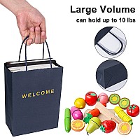 Driew Welcome Gift Bags 50 Pack Welcome Gift Bags 59 X 31 X 83 Navy Blue Paper Bags With Handles White Gift Bags For Retai