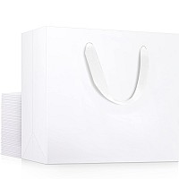 Eusoar White Paper Gift Wrap Bags In Bulk 25 Pack 106X31X83 Inches Medium Size Heavy Duty Bags With Handles For Wedding Gr