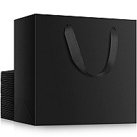 Eusoar Small Size Gift Wrap Bags 25 Pack 86X39X7 Inches Black Paper Heavy Duty Bags With Handles In Bulk For Business Groce