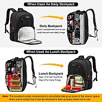 Lovevook Lunch Backpack For Men Insulated Cooler Backpacklunch Box Backpack For Men 17 Inch Laptop Backpack With Usb Port Boo