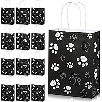 20 Pcs Puppy Dog Paw Print Gift Bags With Paper Twist Handles Dog Gift Bags Paper Paw Print Treat Goodie Bags For Pet Treat Par