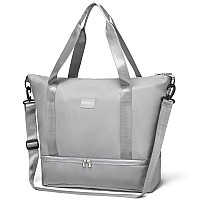 Travel Duffle Bag For Women Weekender Overnight Bags With Shoe Compartment Carry On Duffel Bag Sports Gym Tote Bags Grey