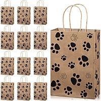 20 Pcs Puppy Dog Paw Print Gift Bags With Paper Twist Handles Dog Gift Bags Paper Paw Print Treat Goodie Bags For Pet Treat Par