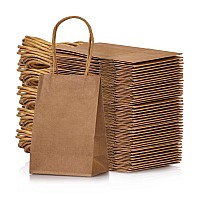 Awell Mini Size Kraft Paper Bag With Handle Bulk Party Favor Bag 6X45X25 Inch For Birthday Christmas New Year Halloween Gradua