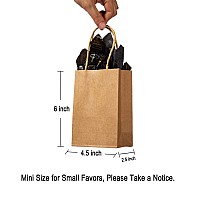 Awell Mini Size Kraft Paper Bag With Handle Bulk Party Favor Bag 6X45X25 Inch For Birthday Christmas New Year Halloween Gradua