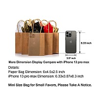 Awell Mini Size Kraft Paper Bag With Handle Bulk Party Favor Bag 6X45X25 Inch For Birthday Christmas New Year Halloween Gradua