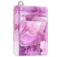 Coco Rossi Slim Front Pocket Wallet Rfid Id Card Holder Cute Small Wallet With Keychian For Womenpurple Marble