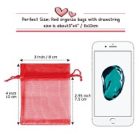 Yql Organza Bags 3X4100Pcs Red Mini Organza Drawstring Bags Organza Jewelry Pouches Wedding Party Valentine Gift Mesh Candy Bag