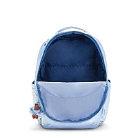 Kipling Seoul Extra Large Metallic 17 Laptop Backpack Pebble Blue Met