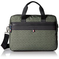 Tommy Hilfiger Mens Leo Briefcase Army Greenfaded Military One Size