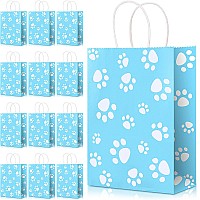 20 Pcs Puppy Dog Paw Print Gift Bags With Paper Twist Handles Dog Gift Bags Paper Paw Print Treat Goodie Bags For Pet Treat Par