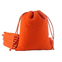 Sansam Small Velvet Gift Bags With Drawstring 20Pcs 28X36 Inch Orange Drawstring Velvet Cloth Jewelry Pouches