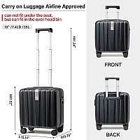 Hanke 16 Inch Carry On Luggage Airline Approved Lightweight Hardside Suitcase With Spinner Wheels Tsa Lock Small Kids Luggag