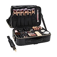 Relavel Travel Makeup Train Case Makeup Cosmetic Case Organizer Portable Artist Storage Bag With Adjustable Dividers For Cosmeti