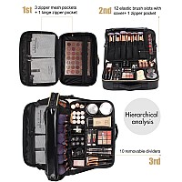 Relavel Travel Makeup Train Case Makeup Cosmetic Case Organizer Portable Artist Storage Bag With Adjustable Dividers For Cosmeti