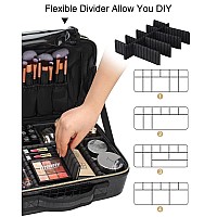 Relavel Travel Makeup Train Case Makeup Cosmetic Case Organizer Portable Artist Storage Bag With Adjustable Dividers For Cosmeti