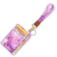 Coco Rossi Slim Front Pocket Wallet Rfid Id Card Holder Cute Small Wallet With Wrist Lanyards Key Chain Holder For Womenpurple