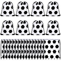 Shappy 24 Pieces Small Sport Drawstring Bags Candy Bag Party Goodie Favor Supplies Gifts For Sports Soccer 98 X 118 Inch