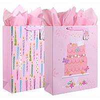 Suncolor 2 Pack 16 Extra Large Gift Bags With Tissue Paper For Girls Birthday Party Bags