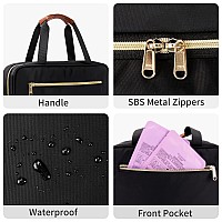 Cubetastic Hanging Travel Toiletry Bag Portable Travel Makeup Bag With Handle Waterproof Nylon Cosmetic Organizer Pouch With 3