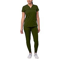 Adar Pro Movement Booster Scrub Set For Women Sweetheart Vneck Scrub Top Yoga Jogger Scrub Pants P9400 Olive Xl